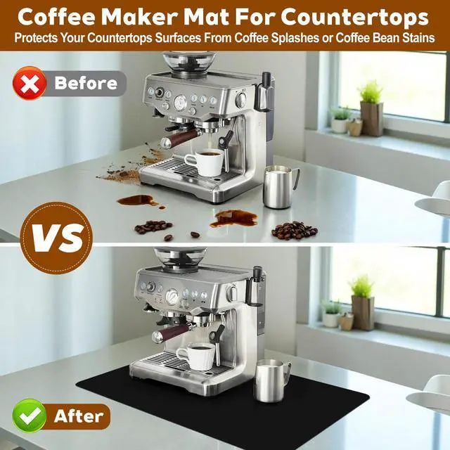Alt view image 2 of 7 - Coffee Mat Hide Stain Rubber Backed Absorbent Cuttable Dish Drying Mat for Kitchen Counter, 12" × 19" Coffee Bar Accessories Fit Under Coffe Maker, Machine, Pot, Espresso, Dish Rack, Dark Grey
