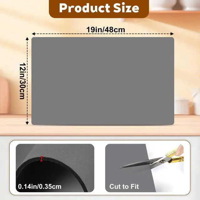 Alt view image 3 of 7 - Coffee Mat Hide Stain Rubber Backed Absorbent Cuttable Dish Drying Mat for Kitchen Counter, 12" × 19" Coffee Bar Accessories Fit Under Coffe Maker, Machine, Pot, Espresso, Dish Rack, Dark Grey