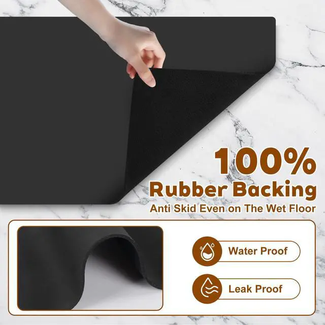 Alt view image 5 of 7 - Coffee Mat Hide Stain Rubber Backed Absorbent Cuttable Dish Drying Mat for Kitchen Counter, 12" × 19" Coffee Bar Accessories Fit Under Coffe Maker, Machine, Pot, Espresso, Dish Rack, Dark Grey