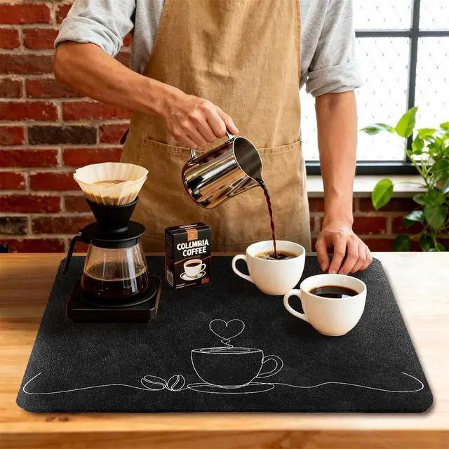 Alt view image 2 of 6 - Coffee Bar Mat Dish Drying Mat for Kitchen Counter Coffee Maker Mat 12"x19"