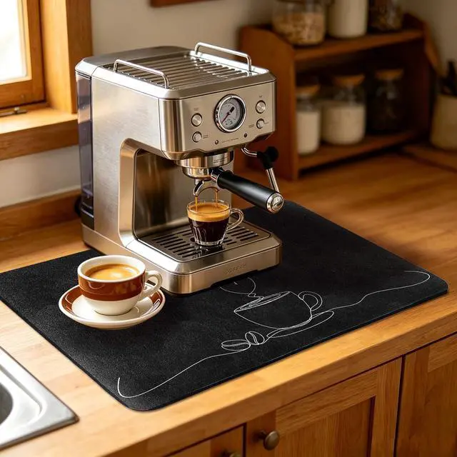Alt view image 3 of 6 - Coffee Bar Mat Dish Drying Mat for Kitchen Counter Coffee Maker Mat 12"x19"