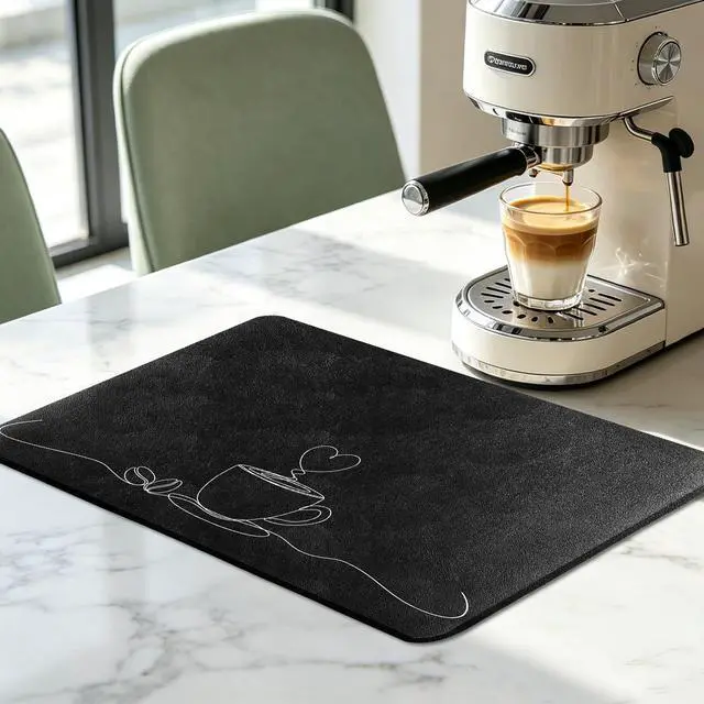 Alt view image 6 of 6 - Coffee Bar Mat Dish Drying Mat for Kitchen Counter Coffee Maker Mat 12"x19"