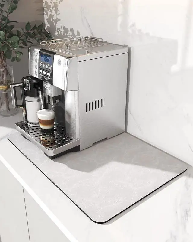 Main image of Coffee Mat - Hide Stain, Rubber Backed, Absorbent Dish Drying Mat for Kitchen Counter - Fits Under Coffee Maker & Machine, Dish Rack