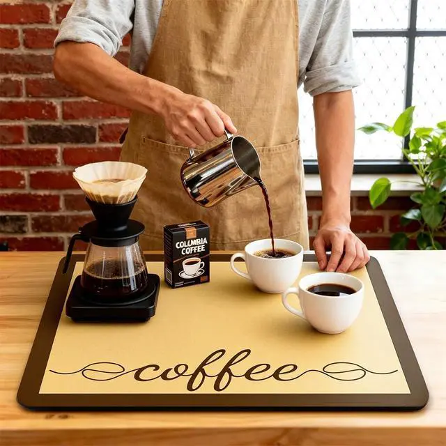 Alt view image 2 of 7 - Coffee Bar Mat Dish Drying Mat for Kitchen Counter Coffee Maker Mat 12"x19"