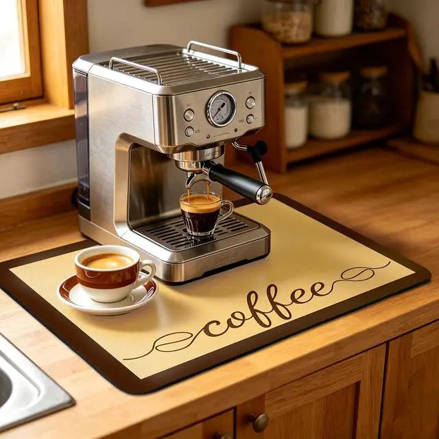 Alt view image 3 of 7 - Coffee Bar Mat Dish Drying Mat for Kitchen Counter Coffee Maker Mat 12"x19"