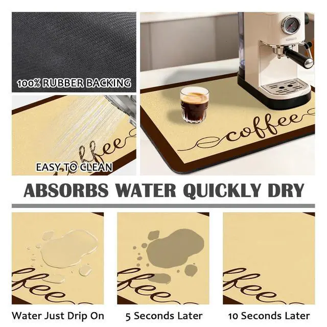 Alt view image 4 of 7 - Coffee Bar Mat Dish Drying Mat for Kitchen Counter Coffee Maker Mat 12"x19"