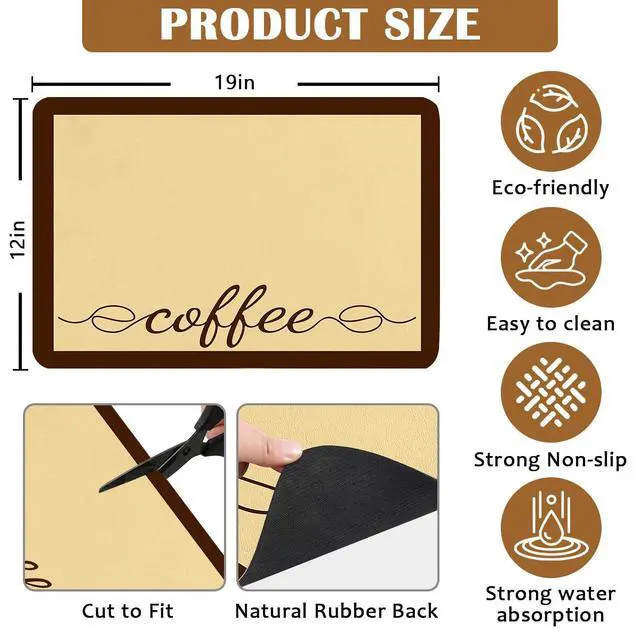 Alt view image 5 of 7 - Coffee Bar Mat Dish Drying Mat for Kitchen Counter Coffee Maker Mat 12"x19"