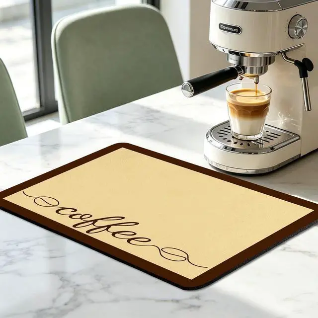 Alt view image 7 of 7 - Coffee Bar Mat Dish Drying Mat for Kitchen Counter Coffee Maker Mat 12"x19"