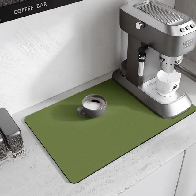 Alt view image 3 of 7 - Dish Drying Mat for Kitchen Counter, 12"x16" Super Absorbent Drying Pad Coffee Bar Mat, Non-Slip Rubber Backed, Hide Stain Counter Pad for Coffee Machine & Sink (Green)