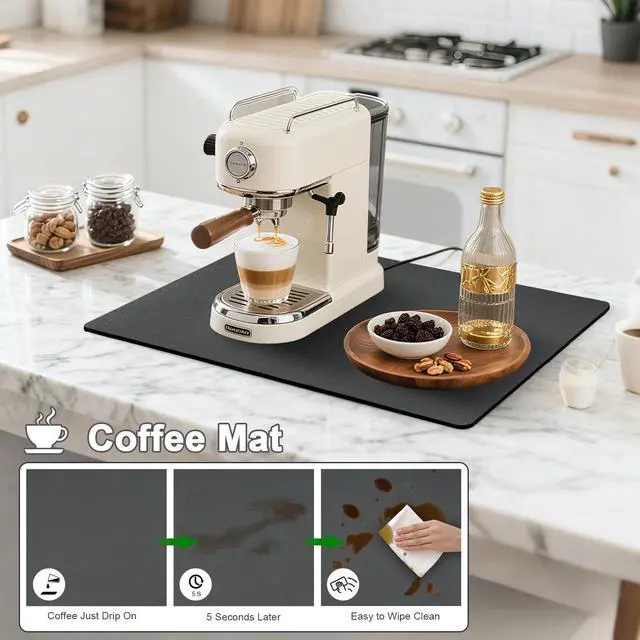 Alt view image 3 of 7 - Dish Drying Mats for Kitchen Counter, Waterproof Coffee Mat for Countertop, Under Sink Mats, Coffee Bar Mat Accessories