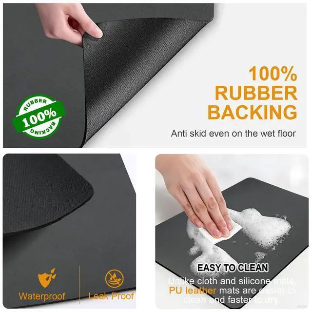 Alt view image 6 of 7 - Dish Drying Mats for Kitchen Counter, Waterproof Coffee Mat for Countertop, Under Sink Mats, Coffee Bar Mat Accessories