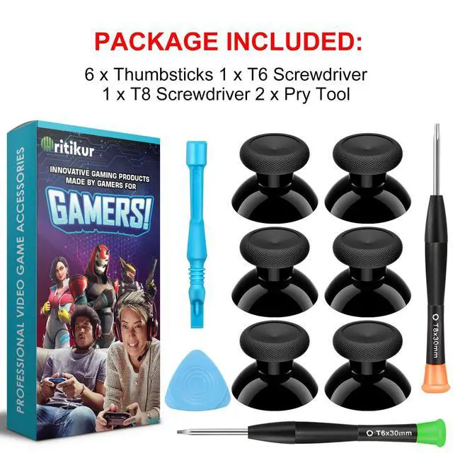 Alt view image 5 of 6 - Xbox One Controller Joystick Replacement - 6PCS Original Thumbsticks Analog Thumb Sticks Parts - True Rubberized with T8 T6 Repair Screwdriver Kit for Xbox One Controller