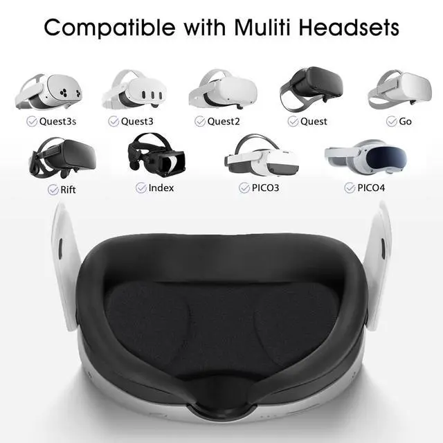 Alt view image 2 of 6 - (1 Pack) VR Lens Protector Cover Compatible for Quest 3S, Quest 3/2/1, Valve Index, PICO 3/4/4 pro/4 Ultra, Dust Proof Washable Protective Sleeve Sunlight Blocking Anti-Scratch - Black