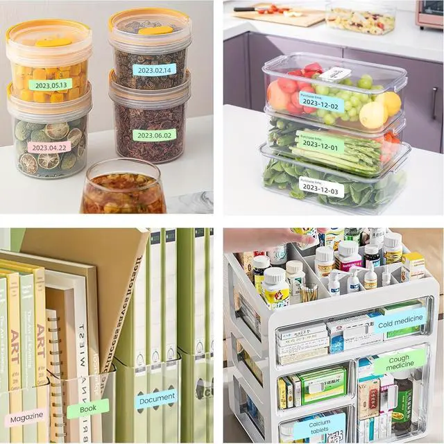 Alt view image 6 of 6 - 6 Rolls Colored D30 Label Tapes Compatible with Label Maker Model D30 D35, Thermal Sticker Paper 12mm x 40mm (0.47 x 1.57 Inches) Self-Adhesive LabelingTapes for Home Office