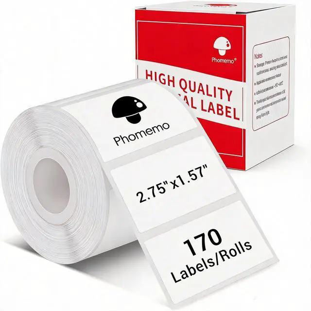 Main image of Thermal Sticker Labels- 2.75"x1.57"(70x40mm) Thermal Label for M221/M220/M250/M260, for Barcode/Address/Mailing/Logo/Business/Home Tag, Black on White