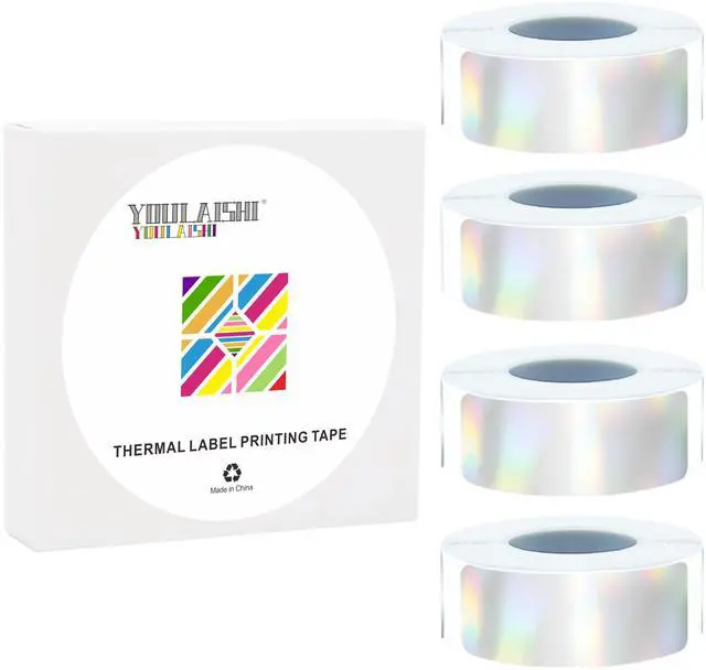 Main image of D30 Label Tape 640PCS Silver Label Maker Tapes 0.55'' x 1.57'' Adhesive Thermal Printing Stickers Replacement Refill Paper Compatible with Phomemo D30 Thermal Labeling Printer, 4 Rolls
