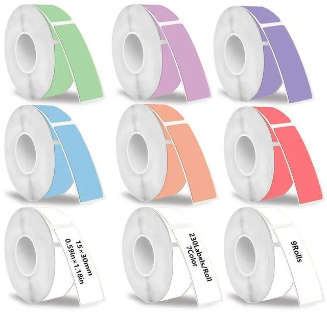 Main image of 2070PCS D30 Label Tape 9 Rolls, 0.55 * 1.18inch Label Maker Tapes for Phomemo D30 Thermal Labels Printer Sticker Paper with Self-Adhesive Waterproof Adhesive Label for Office Household Supplies
