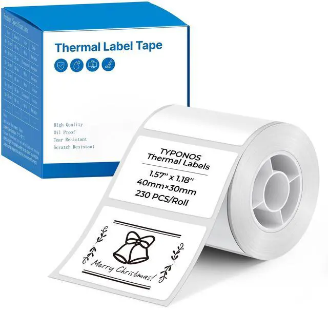Main image of Genuine Thermal Labels for PM240 Printer, 1.57'' x 1.18'' (40x30mm), 230 Labels/Roll, Waterproof, Oil-Proof, Auto Detect Label, HighDefinition Labels for Small Business Office School, White