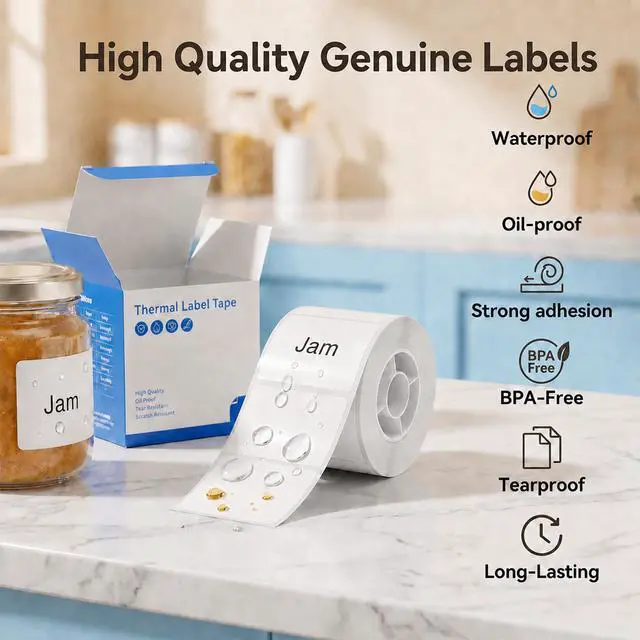 Alt view image 4 of 7 - Genuine Thermal Labels for PM240 Printer, 1.57'' x 1.18'' (40x30mm), 230 Labels/Roll, Waterproof, Oil-Proof, Auto Detect Label, HighDefinition Labels for Small Business Office School, White