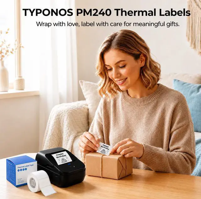 Alt view image 7 of 7 - Genuine Thermal Labels for PM240 Printer, 1.57'' x 1.18'' (40x30mm), 230 Labels/Roll, Waterproof, Oil-Proof, Auto Detect Label, HighDefinition Labels for Small Business Office School, White