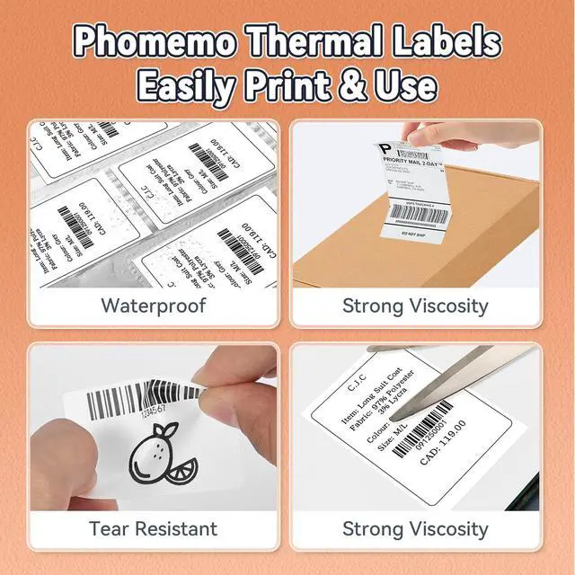 Alt view image 3 of 6 - Thermal Sticker Label Paper, Multi-Purpose Self-Adhesive Tag for M120/M110/M100/M200/M220/M150/M250 Label Maker Machine, 1.57"x1.57"(40X 40mm), 180 Labels/Roll,Black on White