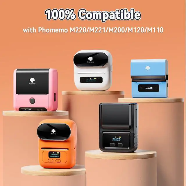Alt view image 4 of 6 - Thermal Sticker Label Paper, Multi-Purpose Self-Adhesive Tag for M120/M110/M100/M200/M220/M150/M250 Label Maker Machine, 1.57"x1.57"(40X 40mm), 180 Labels/Roll,Black on White