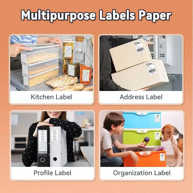 Alt view image 5 of 6 - Thermal Sticker Label Paper, Multi-Purpose Self-Adhesive Tag for M120/M110/M100/M200/M220/M150/M250 Label Maker Machine, 1.57"x1.57"(40X 40mm), 180 Labels/Roll,Black on White