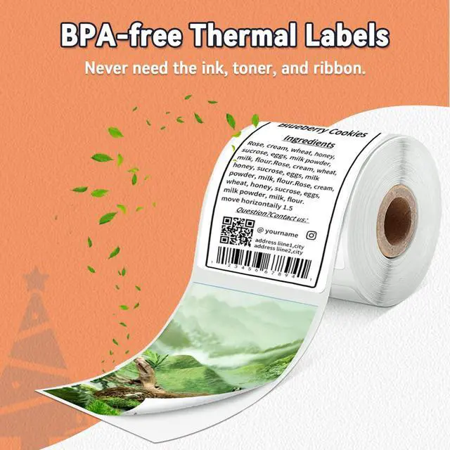 Alt view image 6 of 6 - Thermal Sticker Label Paper, Multi-Purpose Self-Adhesive Tag for M120/M110/M100/M200/M220/M150/M250 Label Maker Machine, 1.57"x1.57"(40X 40mm), 180 Labels/Roll,Black on White