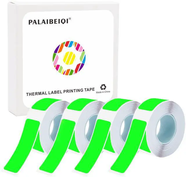 Main image of Thermal Label Tape Colored 14x40mm Fluorescent Green Printable Return Address Labels 14mm Waterproof Stickers Compatible with D30 Portable Thermal Printer, 4 Rolls, 640pcs, 0.55"x1.57"