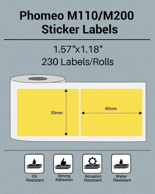 Alt view image 2 of 5 - Sticker Label M110/M221/M220/M120/M200/M150 Thermal Label- Black on Yellow 1.57"x1.18"(40x30mm) for Small Business, Home, Office, 230 Labels/Roll