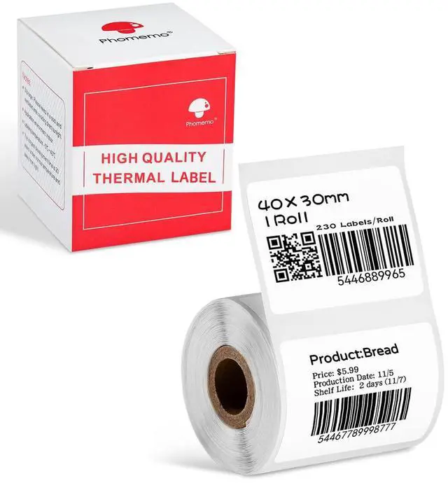 Main image of Multi-Purpose Self-Adhesive Label for M120/M110/M220/M221/M150/M250 Label Maker,1.57'' x 1.18'' (40x30mm), 230Labels/Roll, for Barcode/Mailing/Logo/Address/Business/Home Tag, Black on White