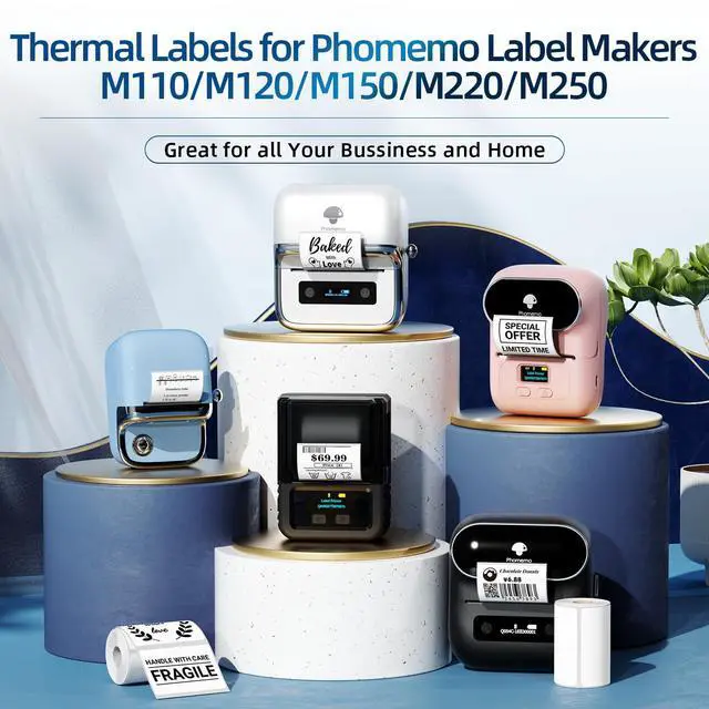 Alt view image 3 of 6 - Multi-Purpose Self-Adhesive Label for M120/M110/M220/M221/M150/M250 Label Maker,1.57'' x 1.18'' (40x30mm), 230Labels/Roll, for Barcode/Mailing/Logo/Address/Business/Home Tag, Black on White