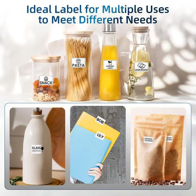 Alt view image 5 of 6 - Multi-Purpose Self-Adhesive Label for M120/M110/M220/M221/M150/M250 Label Maker,1.57'' x 1.18'' (40x30mm), 230Labels/Roll, for Barcode/Mailing/Logo/Address/Business/Home Tag, Black on White