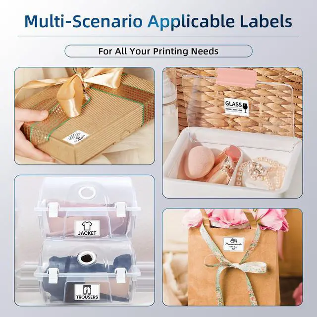 Alt view image 6 of 6 - Multi-Purpose Self-Adhesive Label for M120/M110/M220/M221/M150/M250 Label Maker,1.57'' x 1.18'' (40x30mm), 230Labels/Roll, for Barcode/Mailing/Logo/Address/Business/Home Tag, Black on White