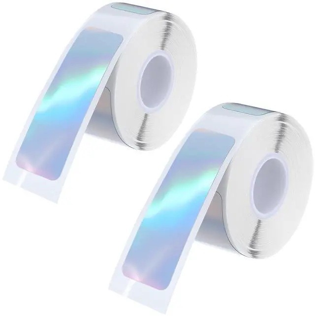Main image of 320 Pcs D30 Label Tape, Thermal Printer Labels Paper for Phomemo D30 D32 D35 Q30 Q30s Q31, 12 x 40 mm (0.47"x 1.57"), Waterproof Adhesive Print Master Labels Refill, 2 Rolls, Holographic Silver