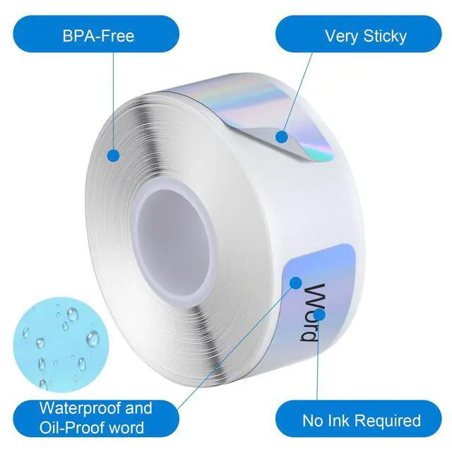 Alt view image 5 of 7 - 320 Pcs D30 Label Tape, Thermal Printer Labels Paper for Phomemo D30 D32 D35 Q30 Q30s Q31, 12 x 40 mm (0.47"x 1.57"), Waterproof Adhesive Print Master Labels Refill, 2 Rolls, Holographic Silver