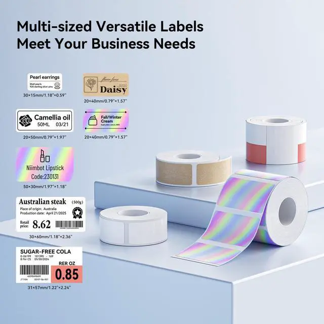 Alt view image 3 of 7 - M2/M3 Thermal Transfer Labels 1.97''×1.18'', 240 Tapes/Roll, for M2/M3 Label Maker, Long Storage Time, for Small Businesses, Cosmetics, Vitamins Labeling