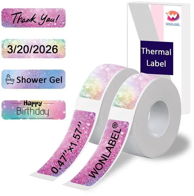 Main image of D30 Thermal Labels, 12x40mm (0.47"x1.57") Adhesive D30 Labels for D30 /D30S Label Makers, D30 Label Maker Tape Refill, 320 PCS/2Rolls