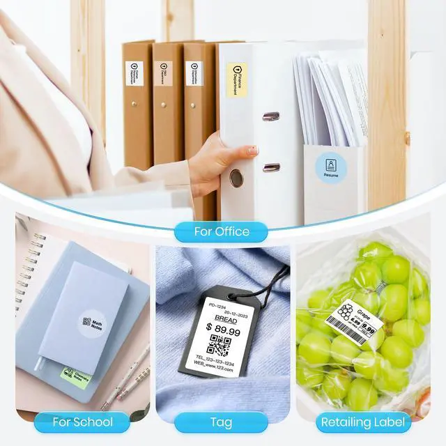 Alt view image 7 of 7 - Genuine Thermal Labels for PM220S Label Makers, 1.57"x1.18" (40x30mm) Thermal Label, Waterproof, Multi-Purpose Self-Adhesive Labels for Small Bussiness, Office, School, 230 Labels/Roll (White)