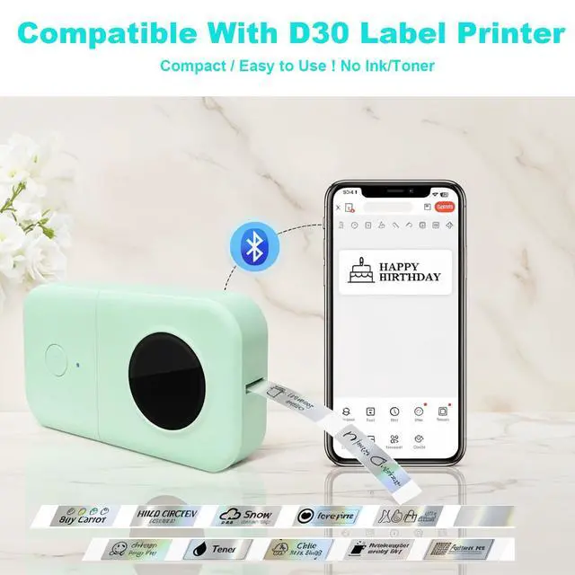 Alt view image 3 of 7 - 960pcs D30 Labels, 12mm X 40mm Phomemo D30 Label Tape, Print Master Labels Refill, 160 Tapes/Roll Smart Mini Label Maker Refill D30 for Office, Laser Silver