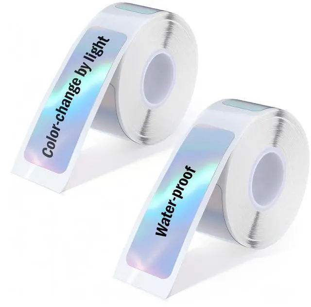 Main image of D30 Label Tape 320 PCS Holographic Thermal Labels (0.47 x 1.57 Inch) - 2 Rolls Waterproof Reflective Thermal Labels Adhesive