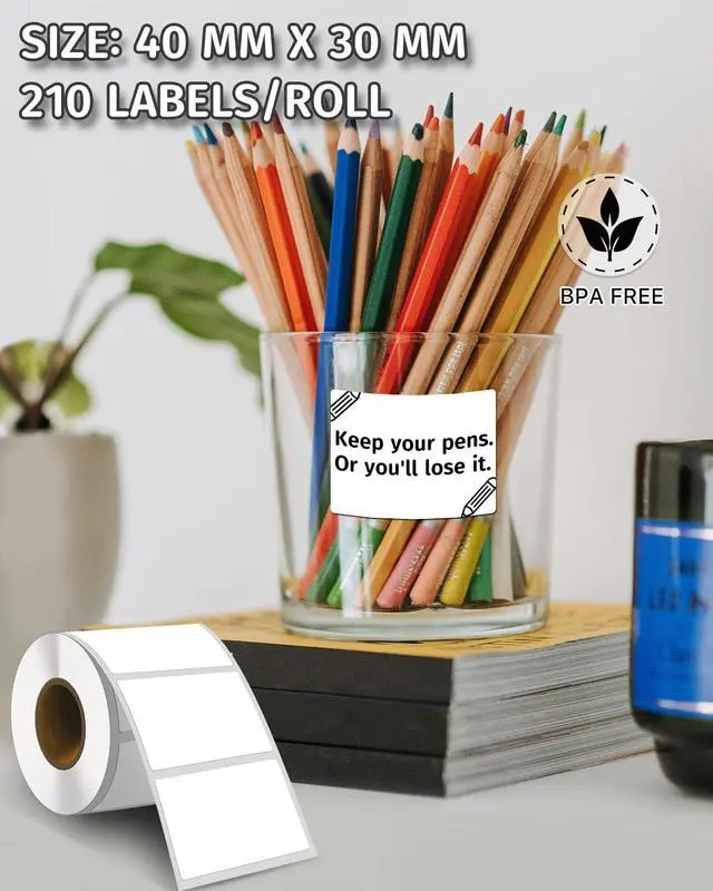 Alt view image 2 of 7 - M110 Thermal Labels, 1.57"x1.18" (40x30mm) 2 Rolls, White