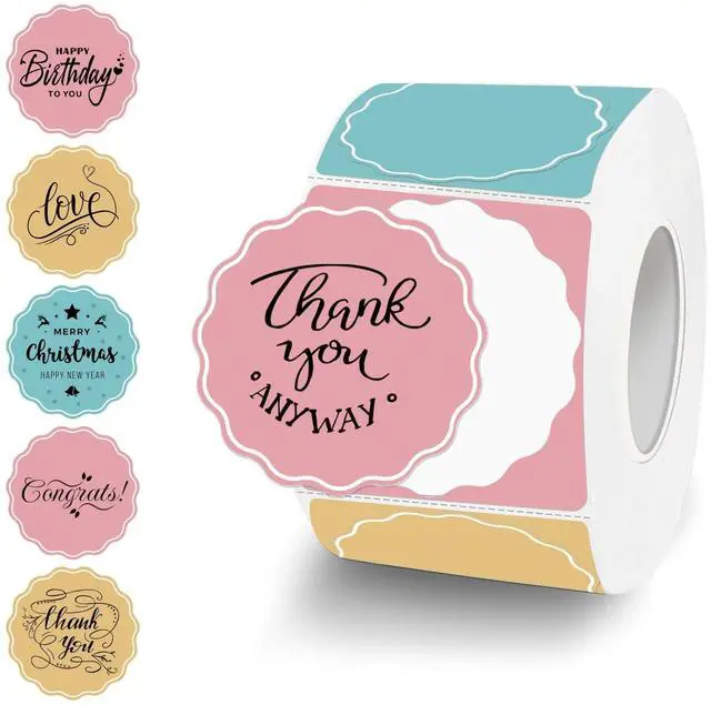Main image of 1.5 Inch Round Thermal Labels, Color Flower Thermal Sticker Labels for Small Business, Logo Design, Baking,1000 Sheets/1 Roll