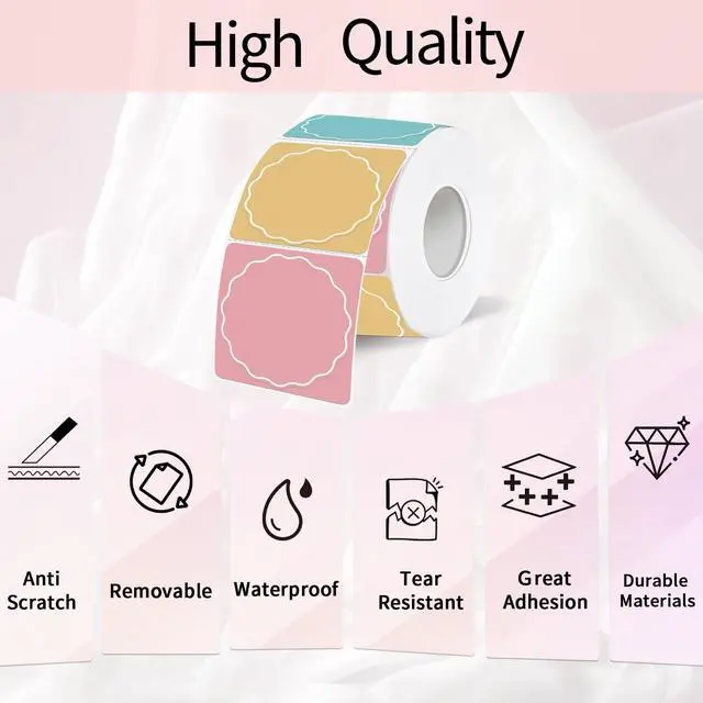 Alt view image 4 of 7 - 1.5 Inch Round Thermal Labels, Color Flower Thermal Sticker Labels for Small Business, Logo Design, Baking,1000 Sheets/1 Roll