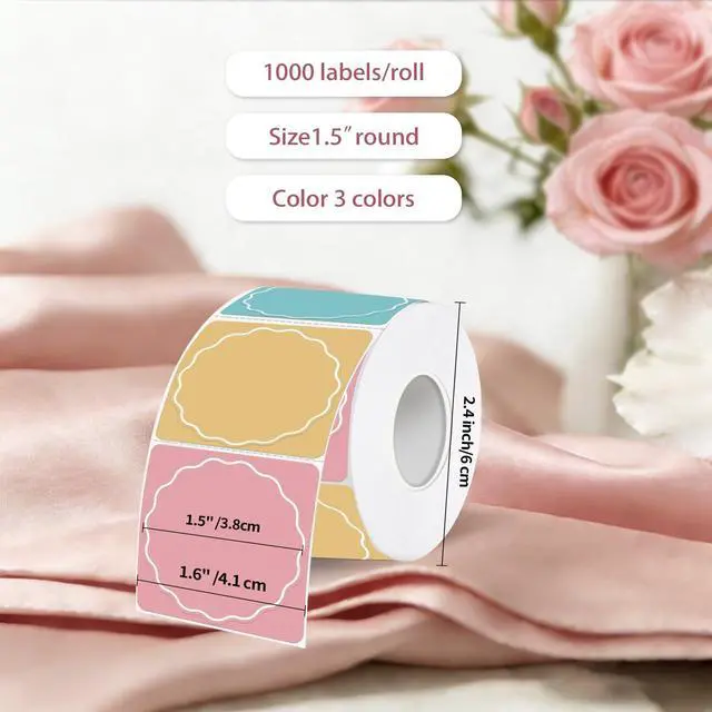Alt view image 3 of 7 - 1.5 Inch Round Thermal Labels, Color Flower Thermal Sticker Labels for Small Business, Logo Design, Baking,1000 Sheets/1 Roll