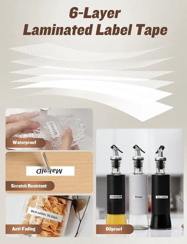 Alt view image 5 of 6 - L1-C Label Maker Tape Refills, 16mm x 4m (0.63" x 13'), Continuous Thermal Laminated Label Tape, Waterproof, Self-Adhesive, Compatible with MakeID Label Printers