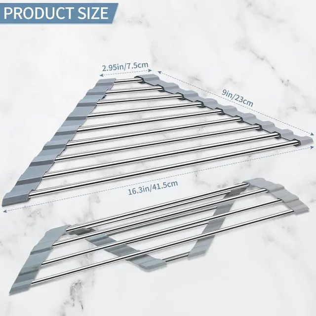 Alt view image 2 of 7 - Triangle Roll-Up Dish Drying Rack
