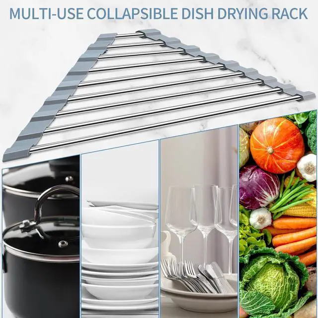 Alt view image 7 of 7 - Triangle Roll-Up Dish Drying Rack