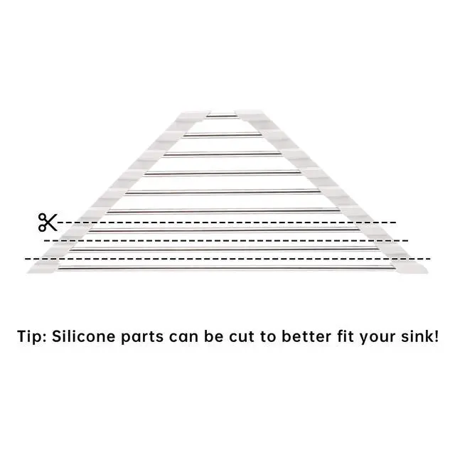 Alt view image 3 of 3 - Triangle Roll-Up Dish Drying Rack Sink Corner Small Foldable Stainless Steel Over The Sink Multipurpose Kitchen Drainer Caddy Organizer Storage Shelf Holder (Coconut Milk White)