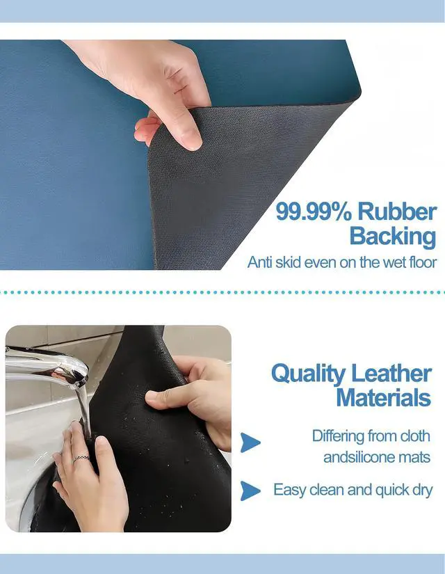 Alt view image 5 of 7 - Dish Drying Mat for Kitchen Counter, 12"x19" Dish Drying Pad with Non-slip Rubber Backed, Hide Stain Anti Absorbent for Kitchen Counter, Drying Mat for Coffee Machine Dish Rack (Blue)